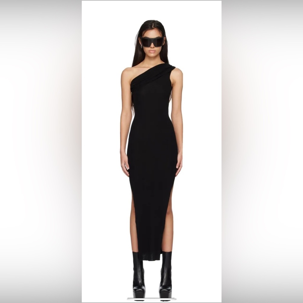 Rick Owens Lilies Black Jersey One Shoulder Dress